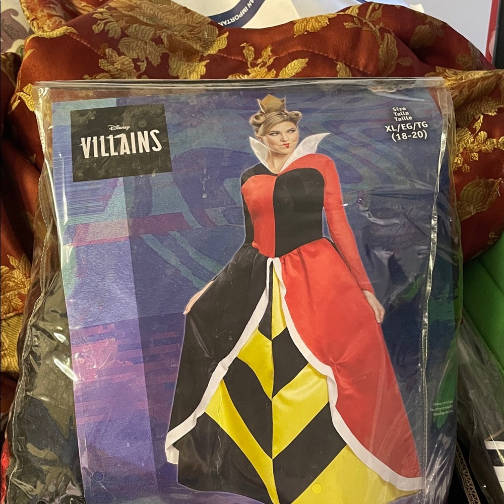Adult Disney Villains Queen of Hearts Red and Yellow Costume